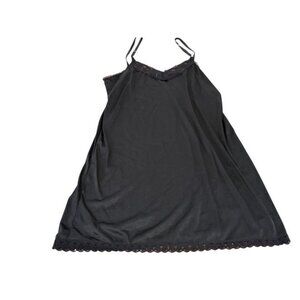 Vintage Heavenly Secrets Lingerie Slip Womens XL Black Nylon Lace Trim 9040 EUC